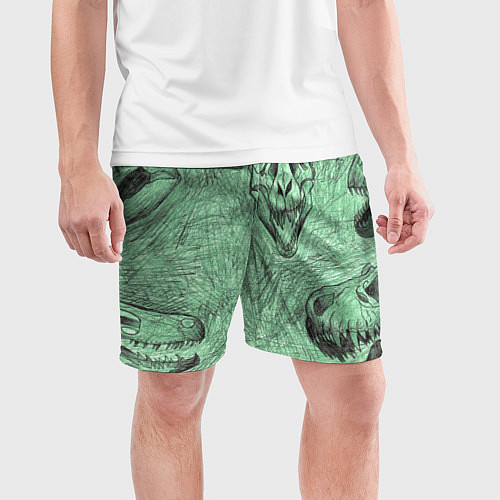 Мужские спортивные шорты Черепа динозавров - эскиз / 3D-принт – фото 3
