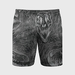 Шорты спортивные мужские Черепа динозавров - эскиз, цвет: 3D-принт