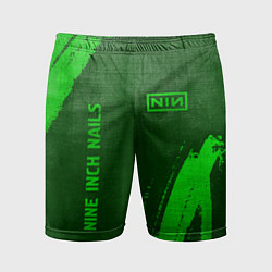 Шорты спортивные мужские Nine Inch Nails - green gradient вертикально, цвет: 3D-принт