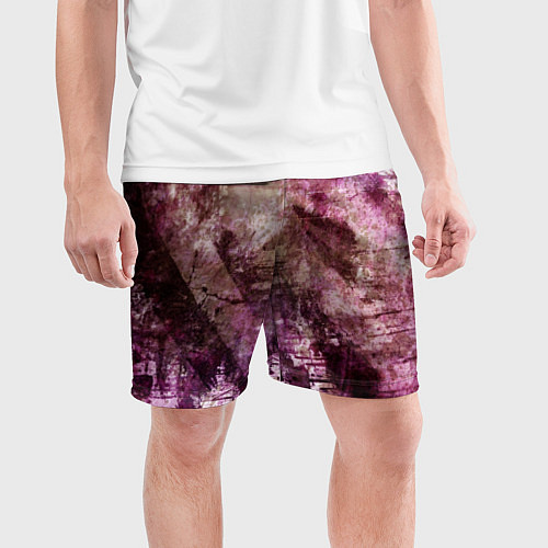 Мужские спортивные шорты Абстракция - dark trash atom with violet / 3D-принт – фото 3