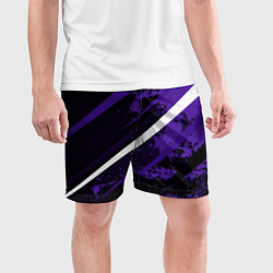 Шорты спортивные мужские Color black purple line, цвет: 3D-принт — фото 2