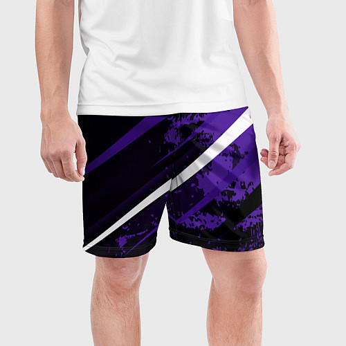 Мужские спортивные шорты Color black purple line / 3D-принт – фото 3