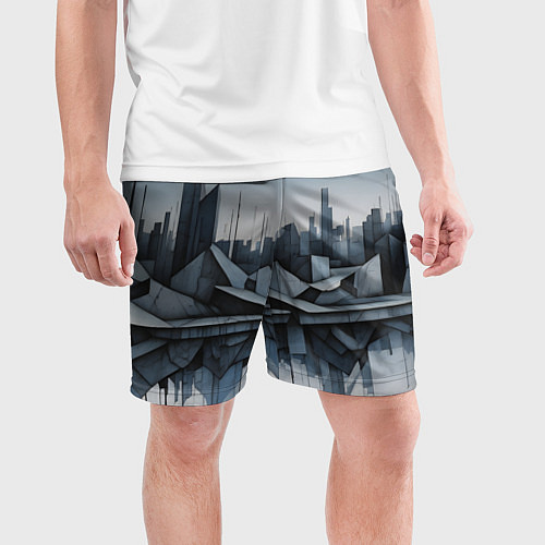Мужские спортивные шорты Небоскребы и скалы / 3D-принт – фото 3