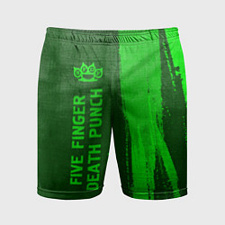 Шорты спортивные мужские Five Finger Death Punch - green gradient по-вертик, цвет: 3D-принт