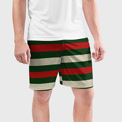 Шорты спортивные мужские Цветные лини текстура ткани, цвет: 3D-принт — фото 2