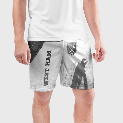 Мужские спортивные шорты West Ham - white gradient вертикально / 3D-принт – фото 3