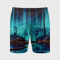 Мужские спортивные шорты В неоновом лесу