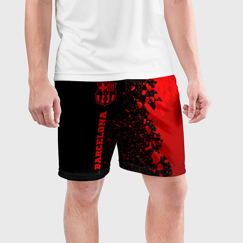 Мужские спортивные шорты Barcelona - red gradient по-вертикали / 3D-принт – фото 3