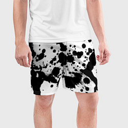 Шорты спортивные мужские Брызги черной краски, цвет: 3D-принт — фото 2