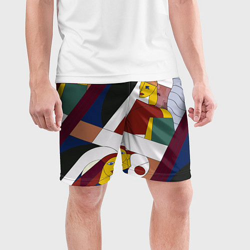 Мужские спортивные шорты Стиль пикассо рисунок / 3D-принт – фото 3