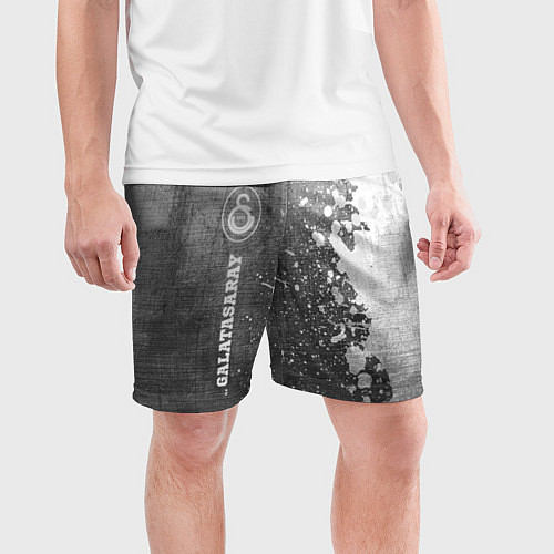 Мужские спортивные шорты Galatasaray - grey gradient по-вертикали / 3D-принт – фото 3