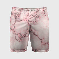 Шорты спортивные мужские Розовая абстракция с мраморной текстурой и блеском, цвет: 3D-принт
