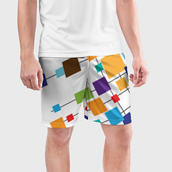 Шорты спортивные мужские Разноцветные квадраты, цвет: 3D-принт — фото 2