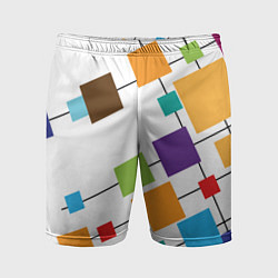Шорты спортивные мужские Разноцветные квадраты, цвет: 3D-принт