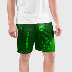 Шорты спортивные мужские Gears of War - green gradient вертикально, цвет: 3D-принт — фото 2