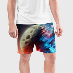 Шорты спортивные мужские Разрыв космического тела - нейроарт, цвет: 3D-принт — фото 2