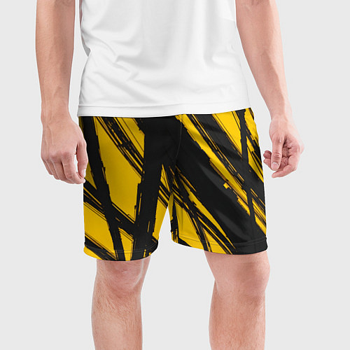 Мужские спортивные шорты Абстракция на желтом / 3D-принт – фото 3