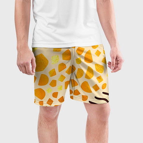 Мужские спортивные шорты Золотистые пятна жирафа / 3D-принт – фото 3