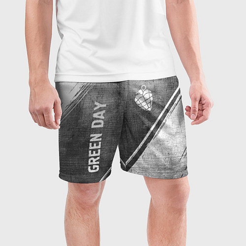 Мужские спортивные шорты Green Day - grey gradient вертикально / 3D-принт – фото 3