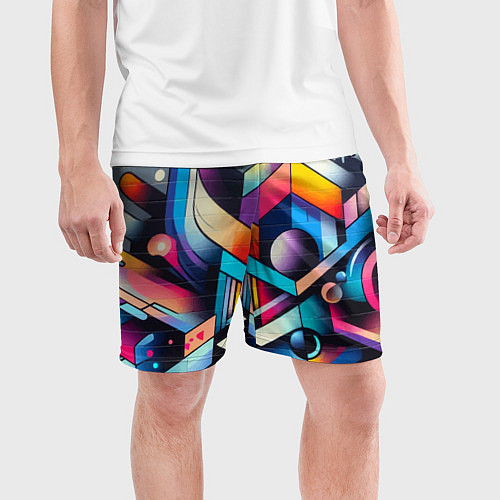 Мужские спортивные шорты Геометрическое абстрактное граффити / 3D-принт – фото 3