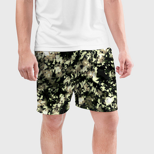 Мужские спортивные шорты Пятнистый чёрно-бежевый / 3D-принт – фото 3