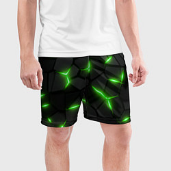 Шорты спортивные мужские Зеленая неоновая броня, цвет: 3D-принт — фото 2