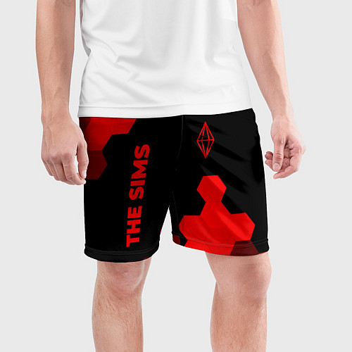 Мужские спортивные шорты The Sims - red gradient вертикально / 3D-принт – фото 3