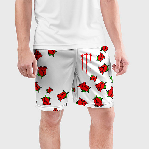 Мужские спортивные шорты Monster energy steel rose / 3D-принт – фото 3