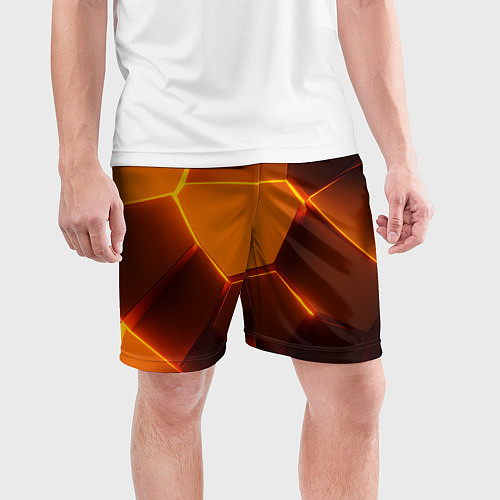 Мужские спортивные шорты Оранжевые объемные пластины / 3D-принт – фото 3