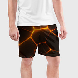 Шорты спортивные мужские Оранжевое свечение текстура, цвет: 3D-принт — фото 2