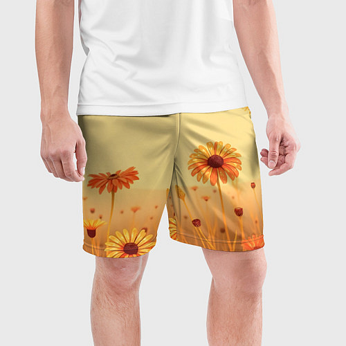 Мужские спортивные шорты Цветы на закате / 3D-принт – фото 3