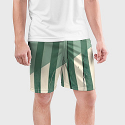 Шорты спортивные мужские Зеленые полосы, цвет: 3D-принт — фото 2