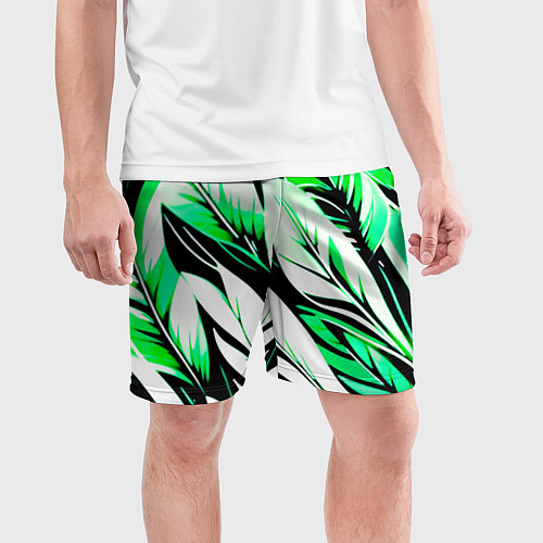 Мужские спортивные шорты Крупные листья абстракция / 3D-принт – фото 3