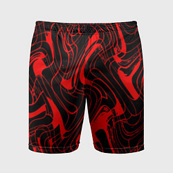 Мужские спортивные шорты Чёрный с красным искажённая абстракция