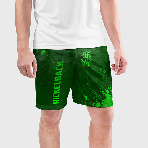 Мужские спортивные шорты Nickelback - green gradient вертикально / 3D-принт – фото 3