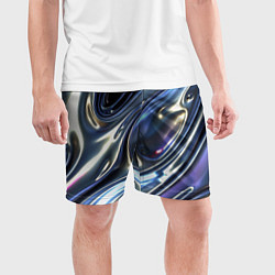 Шорты спортивные мужские Серебро жидкий металл, цвет: 3D-принт — фото 2