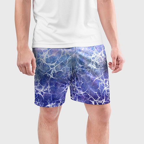 Мужские спортивные шорты Абстракция - white web on blue background / 3D-принт – фото 3