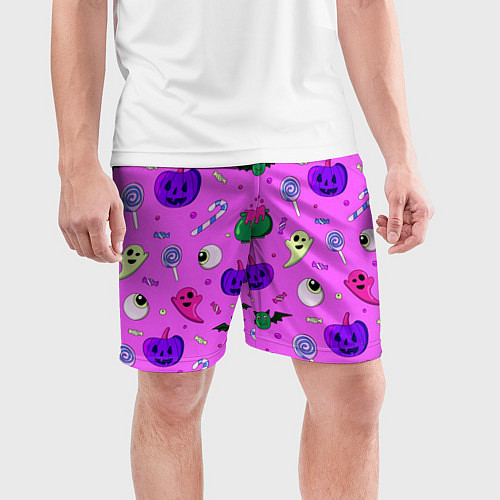 Мужские спортивные шорты Halloween pink / 3D-принт – фото 3