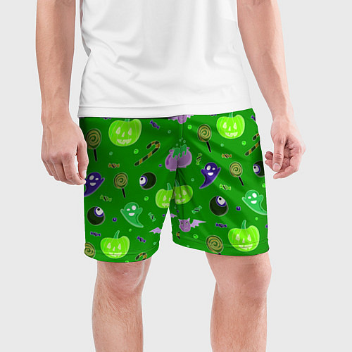 Мужские спортивные шорты Halloween green / 3D-принт – фото 3