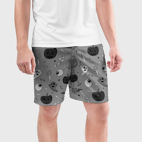 Мужские спортивные шорты Halloween grey / 3D-принт – фото 3