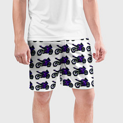 Шорты спортивные мужские Motorcycle purple gloss, цвет: 3D-принт — фото 2