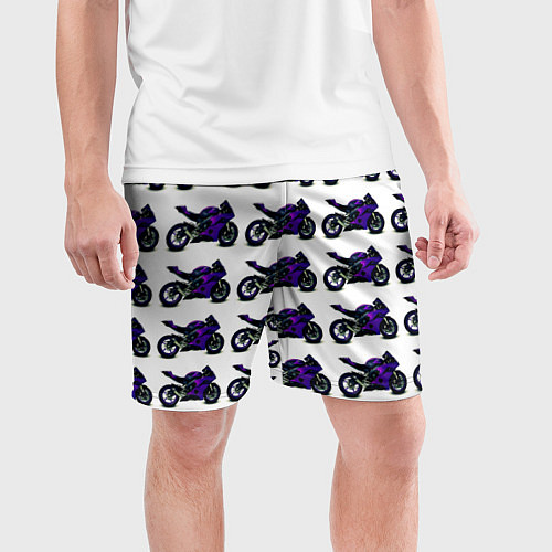 Мужские спортивные шорты Motorcycle purple gloss / 3D-принт – фото 3