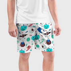 Шорты спортивные мужские Halloween light blue pumpkin, цвет: 3D-принт — фото 2