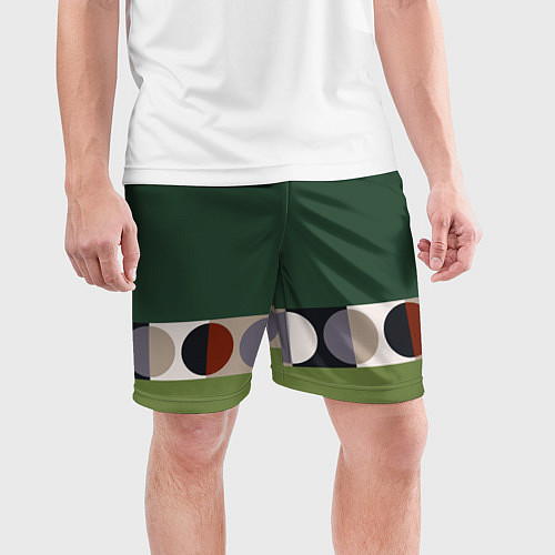 Мужские спортивные шорты Луна Малевича сосновый зеленый / 3D-принт – фото 3