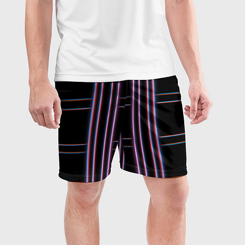 Мужские спортивные шорты Neon red blue black / 3D-принт – фото 3