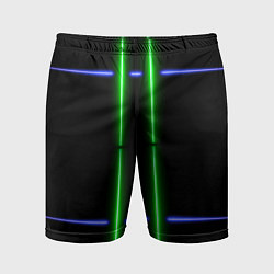 Мужские спортивные шорты Neon black light blue green line
