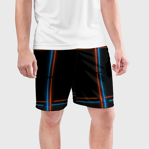 Мужские спортивные шорты Neon black red blue / 3D-принт – фото 3