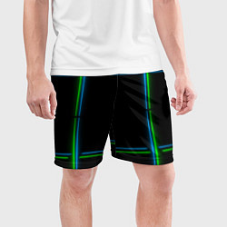 Шорты спортивные мужские Neon green light blue, цвет: 3D-принт — фото 2