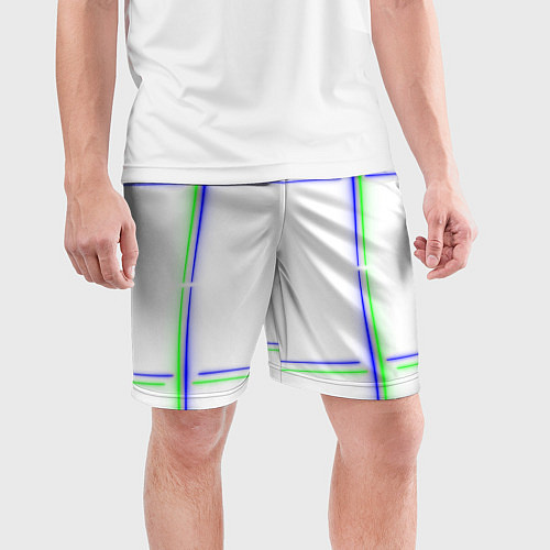 Мужские спортивные шорты Neon white green light blue / 3D-принт – фото 3