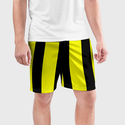 Мужские спортивные шорты Color yellow black line / 3D-принт – фото 3